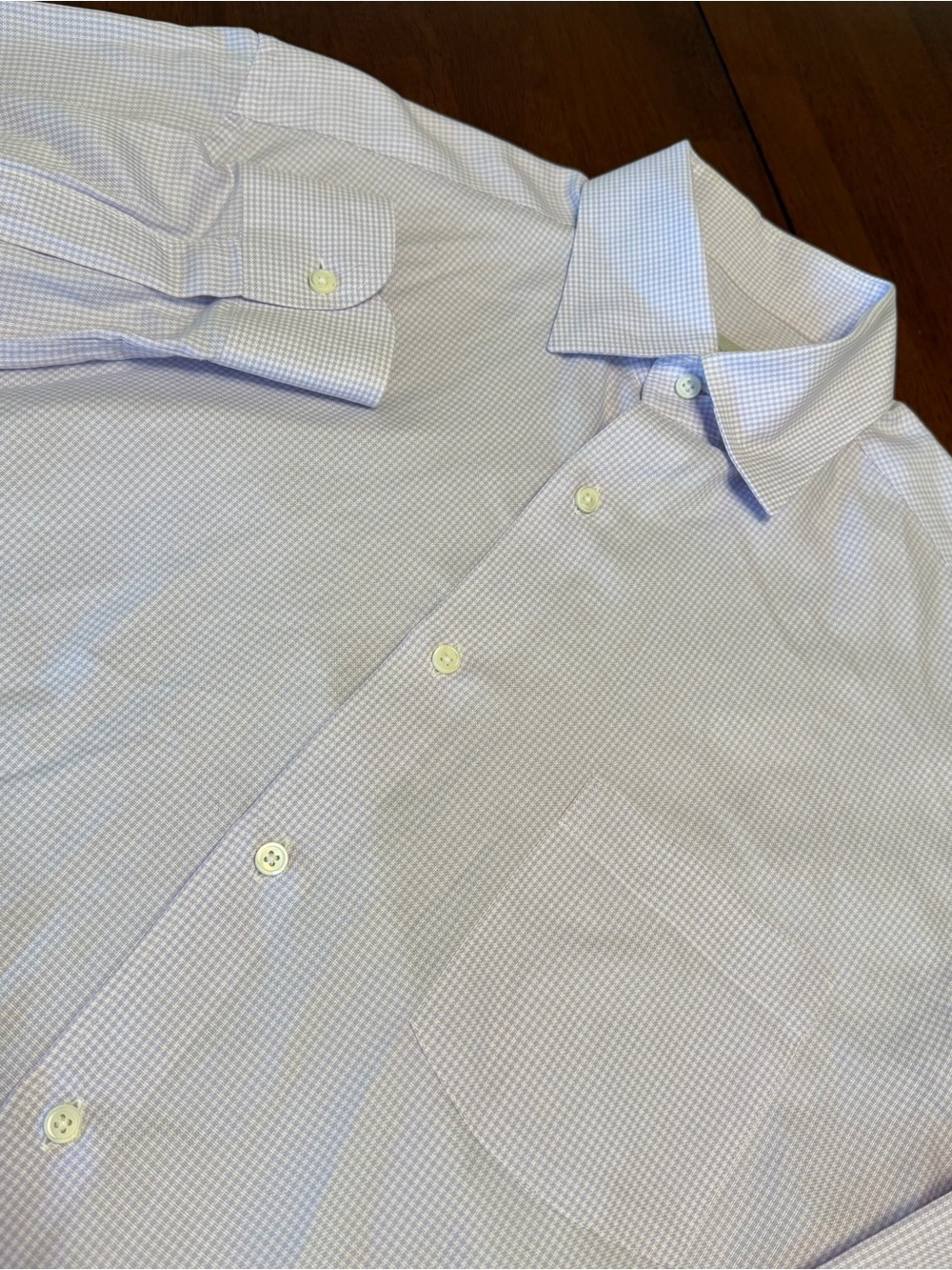 Ermenegildo Zegna Long Sleeve Button Up Shirt Purple White Micro Check Mens L